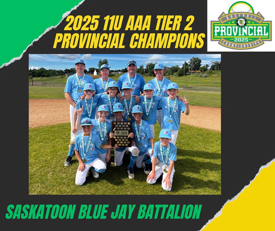 BaseballSask's tweet image. Congratulations to the Saskatoon Blue Jay Battalion on winning the 2025 11U AAA Tier 2 Provincial Championship.