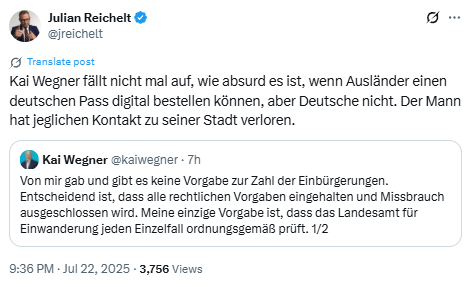 NorFalse's tweet image. Julian #Reichelt fällt mit Sicherheit auf, dass er Lügen in die Tasten hämmert. Lediglich der Antrag auf Einbürgerung kann Online gestellt werden. Alle erforderlichen Unterlagen, wie Sprachzeugnis B1, Einbürgerungstest usw. können hochgeladen werden. Seit Corona gängige Praxis.