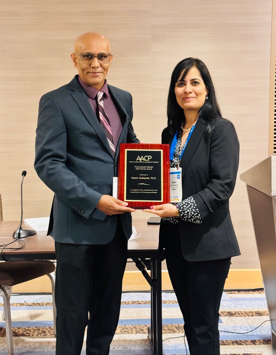 Rajesh Vadlapatla from <a href="/mbkupharmacy/">Marshall B. Ketchum University College of Pharmacy</a> got the 2025 <a href="/AACPharmacy/">AACP</a> #Pharmaceutics Section Service Award during #PharmEd25. Congratulations!