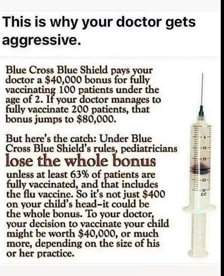 RaellaK's tweet image. Did you know Doctors treat your kid's health like an OxyContin agreement? The bonus should be good health no?