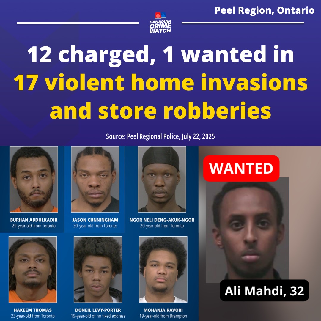 CrimeWatchCAN's tweet image. PEEL REGION, ONTARIO - Peel Police have dismantled two interconnected criminal networks linked to a series of violent home invasions and jewellery store robberies across the GTA, which left several victims with severe, life-altering injuries and resulted in approximately $2…
