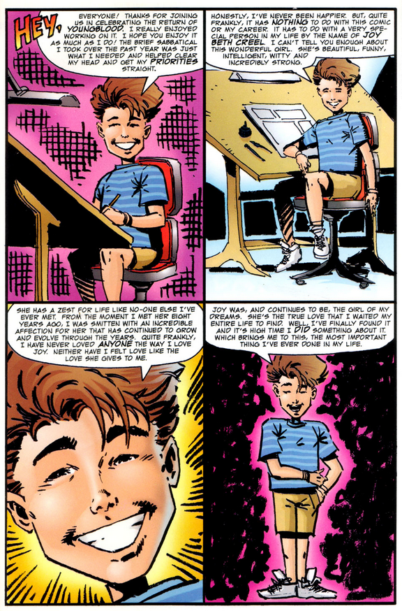 CAComixPod's tweet image. Never thought I'd read a Liefeld comic that actually got through to me, but this is incredibly sweet, and they're still married.