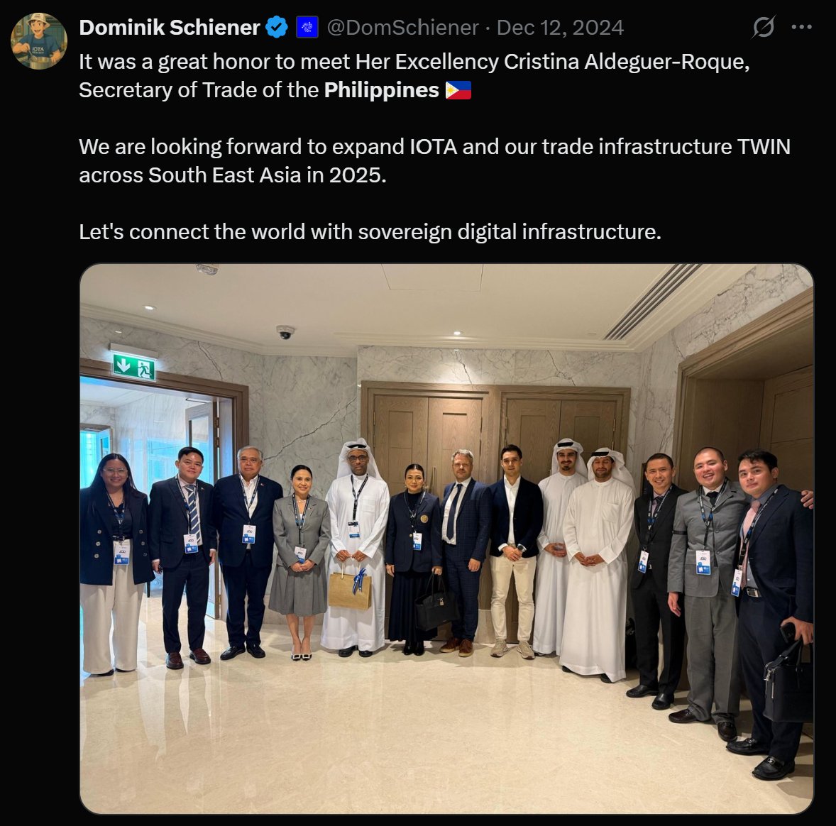 mbohrmann2's tweet photo. TWIN (@TWINGlobalOrg ) runs already in production in Kenya (@iota mainnet integration likely in Q3) and is right now being expanded to 5 more countries 👀

The 5 countries might be:
- UK 
- Netherlands  
- UAE 
- Philippines 
- Zambia (?) 

What's your guess?

 $IOTA #IOTA https://t.co/blEr5TAbTL