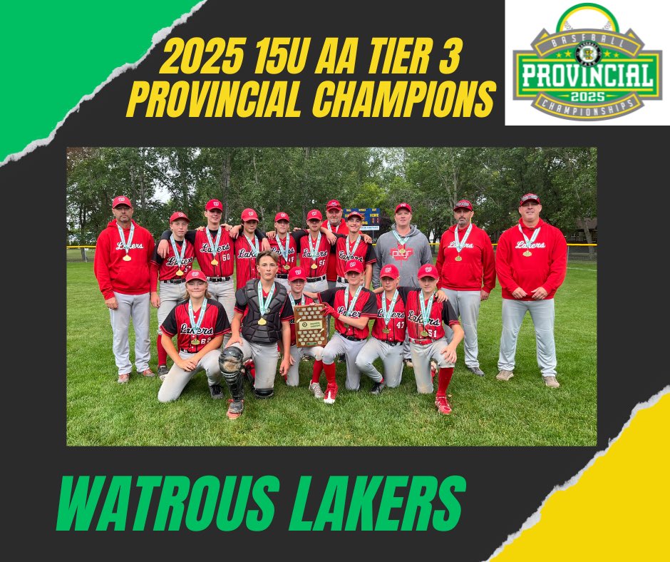 BaseballSask's tweet image. Congratulations to the Watrous Lakers on winning the 2025 11U AA Tier 3 Provincial Championship.