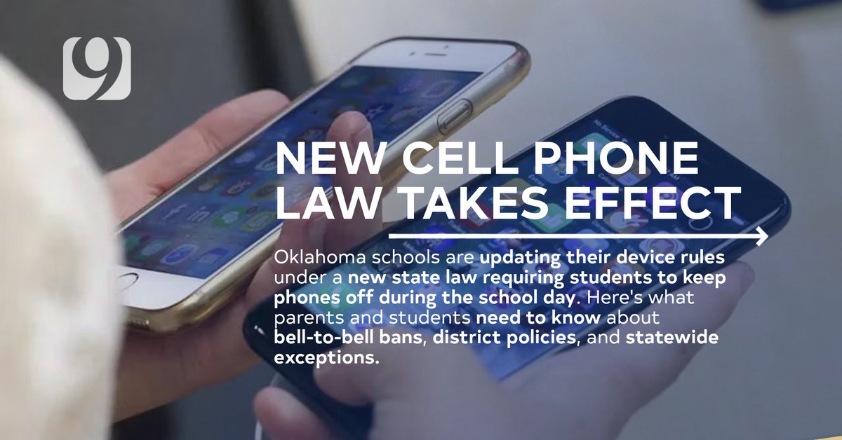 NEWS9's tweet image. Oklahoma schools are cracking down on phones with a new bell-to-bell ban.
See how your district is enforcing it: news9.com/story/687fc7f7…