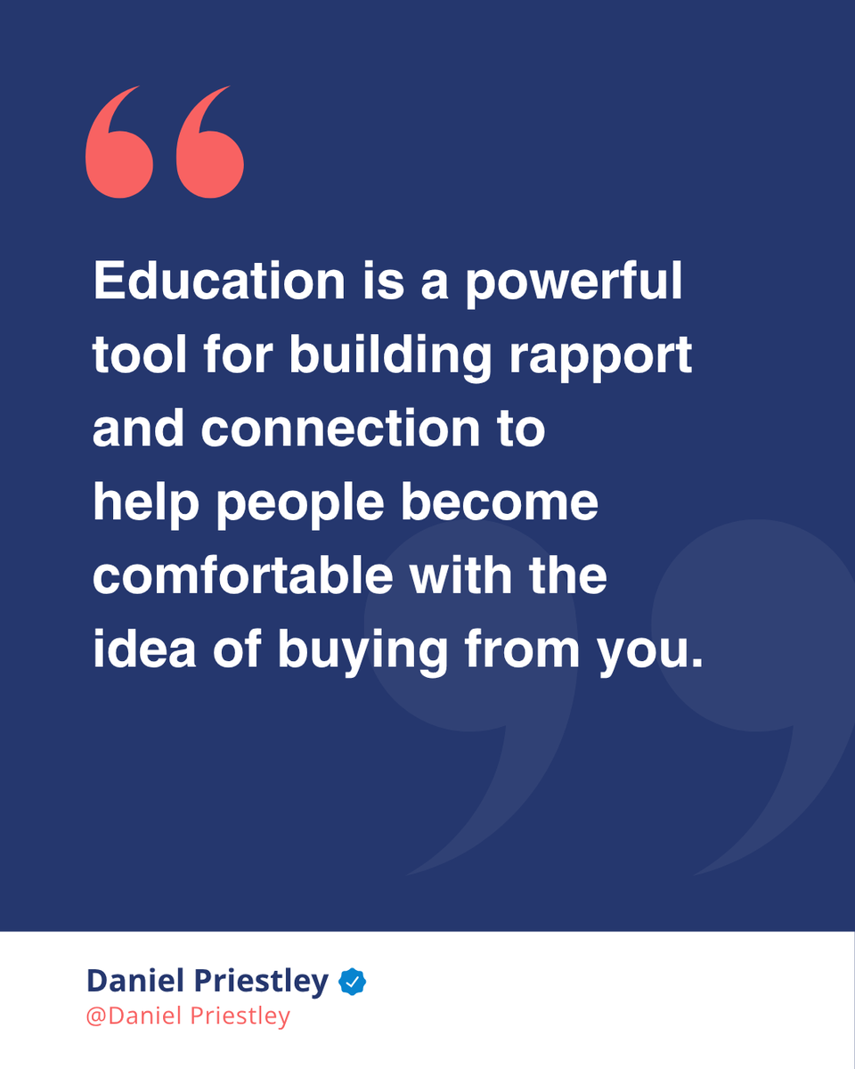 DanielPriestley's tweet image. It builds trust, understanding, and engagement. Training sessions, seminars, webinars, workshops, manuals, reports, statistics, thought leadership, guidance, consultation, and measurement are all tools for educating your interested people - those who have signalled their interest…