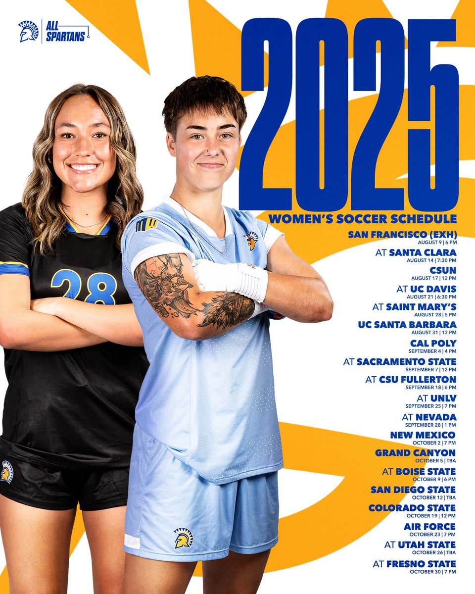 sjsuwsoc's tweet image. Our 2025 season schedule has been UPDATED! 👀
Check out our season schedule below! ⬇️
#AllSpartans