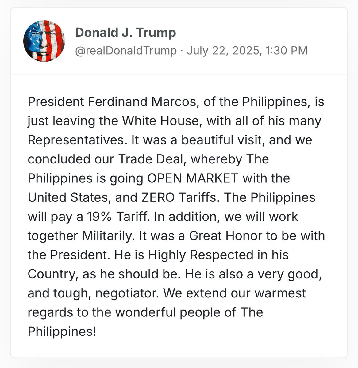 Gigi_chienergy's tweet image. I ask myself everyday…are we being punked?
So this admin negotiated a 19% tariff with the Philippines and we are winning?
Back in the ancient times of 2024, when the U.S. and Philippines still had a semi-functional trade relationship without Trump’s tariff tantrums:
-…