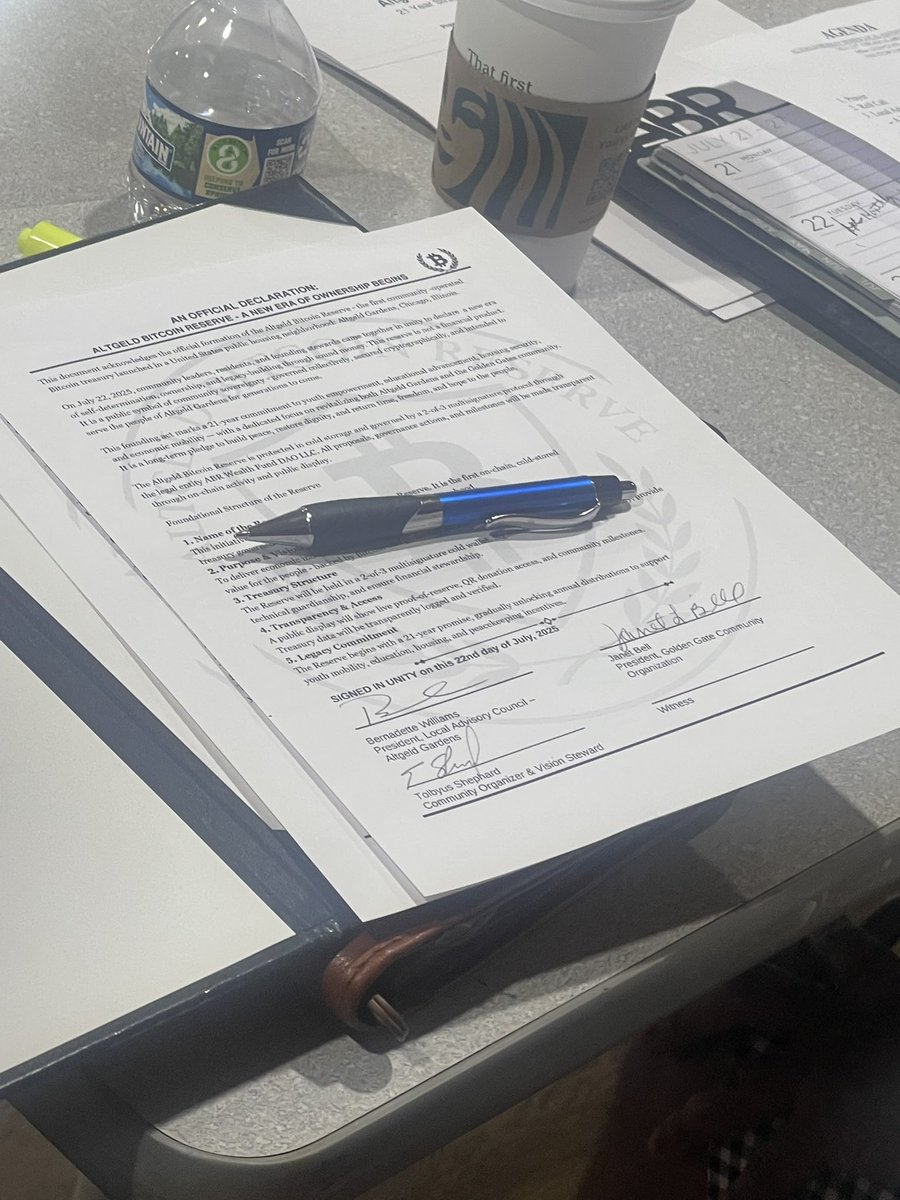 ANNOUNCEMENT: The Altgeld Bitcoin Reserve is now live. For the first time  in U.S. history, residents of public housing have established their own  on-chain Bitcoin treasury fully cold-stored, transparent, and  community-governed. Based