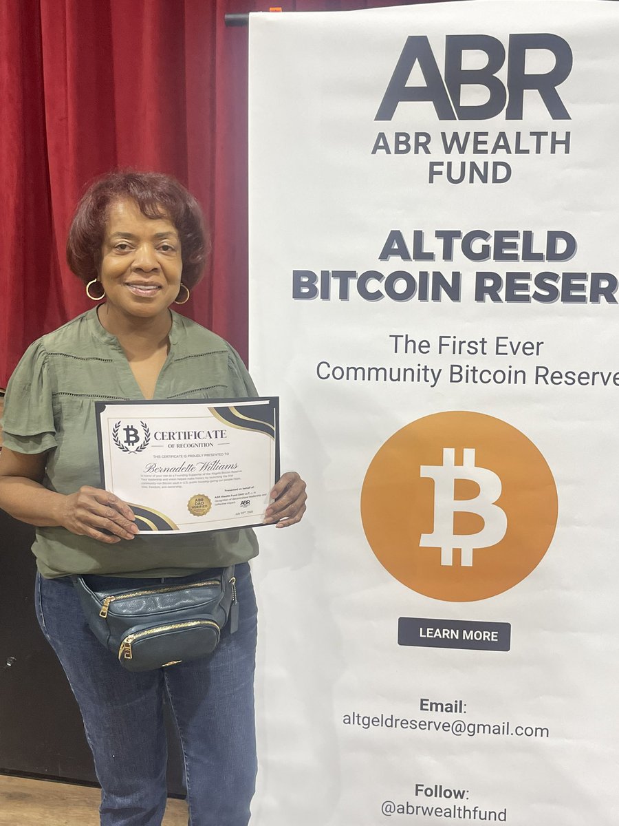 ANNOUNCEMENT: The Altgeld Bitcoin Reserve is now live.

For the first time in U.S. history, residents of public housing have established their own on-chain Bitcoin treasury fully cold-stored, transparent, and community-governed.

Based in Altgeld Gardens, Chicago
Fundraising