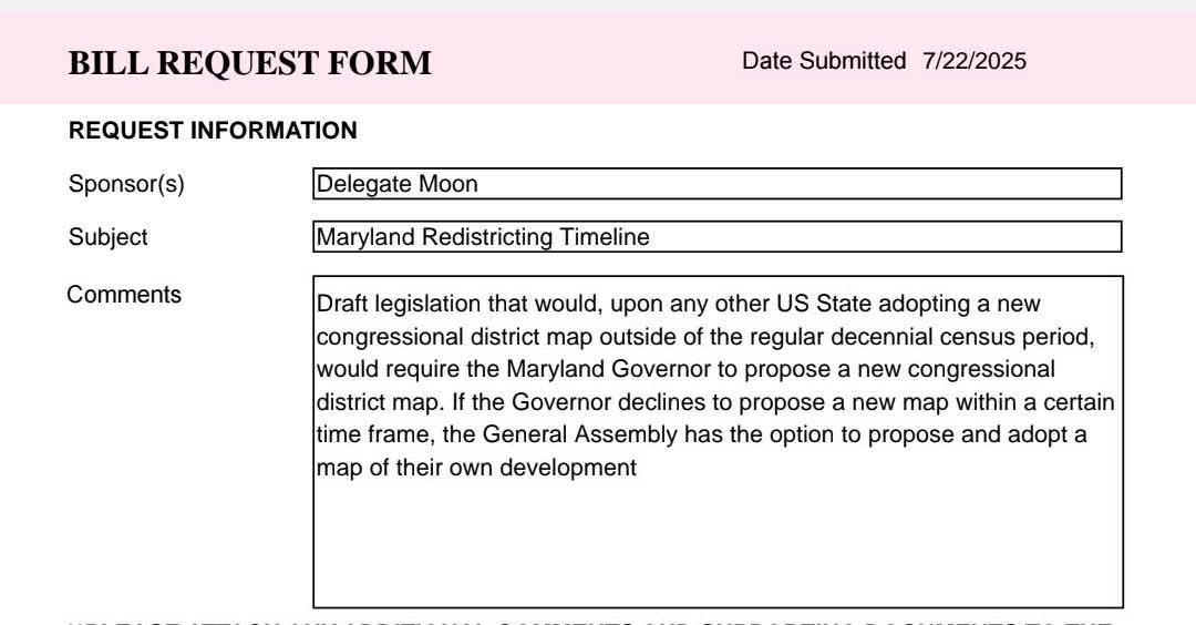 DavidMoon2014's tweet image. I'm introducing legislation to redraw Maryland congressional districts if any other state cheats & draws new maps outside of the census period. Seems Trump has convinced Texas, Missouri & others, and FWIW TX did it years ago & got away with it because nobody responded. #mdga26
