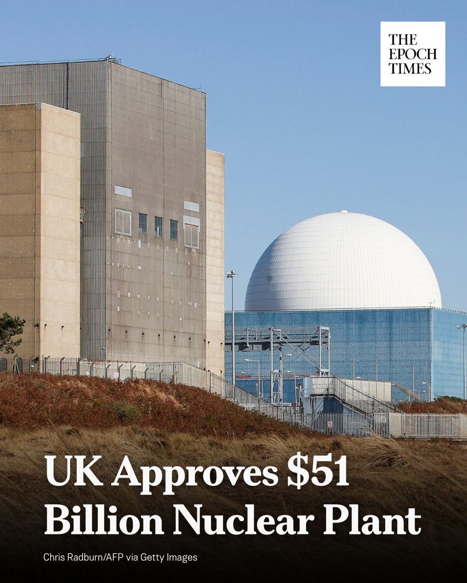 EpochTimes's tweet image. The UK government gave the final go-ahead on Monday for the Sizewell C nuclear power plant to be built in eastern England after securing investment from Canadian pension fund La Caisse, Centrica, and Amber Infrastructure.
Read more 👇
theepochtim.es/kjv9nj