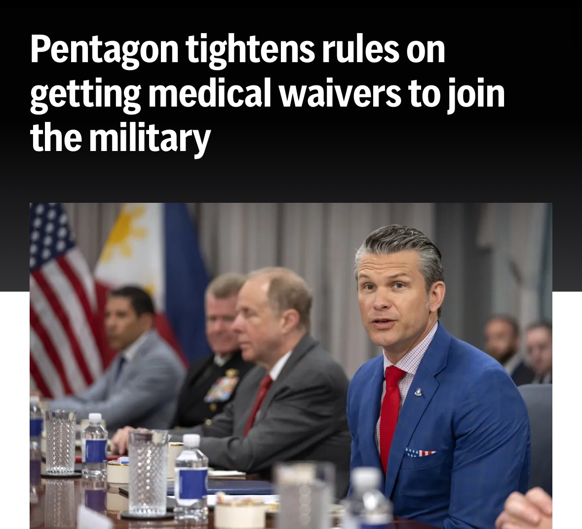 BuchananQuotes's tweet image. Insane we were actually letting people join the military with all these things
Congestive heart failure
Schizophrenia
Paraphilia (extreme sexual desires)
Multiple sclerosis
Cystic fibrosis
Past organ transplants
Missing eye, hand or foot
Liver failure
Kidney disease
Past…