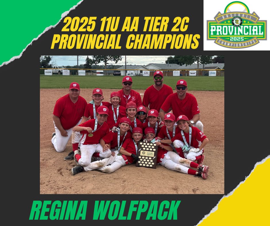 BaseballSask's tweet image. Congratulations to the Regina Wolfpack on winning the 2025 11U AA Tier 2C Provincial Championship.