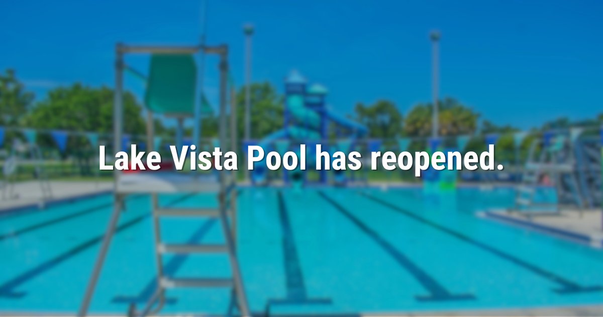 StPeteParksRec's tweet image. Lake Vista Pool has reopened after undergoing maintenance.
