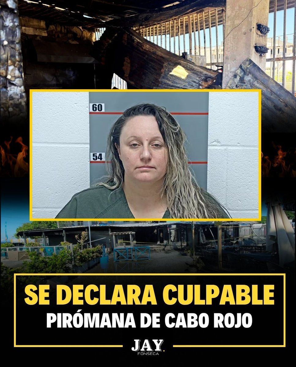 jayfonsecapr's tweet image. 👩⚖️Danielle Bertothy se declaró culpable de provocar un incendio que destruyó tres negocios y parte de una hospedería en Cabo Rojo a inicios de 2025.
🔥Según la fiscalía, vertió gasolina y prendió fuego a un bar, restaurante, tienda y hotel con unas 20 personas dentro, poniendo…