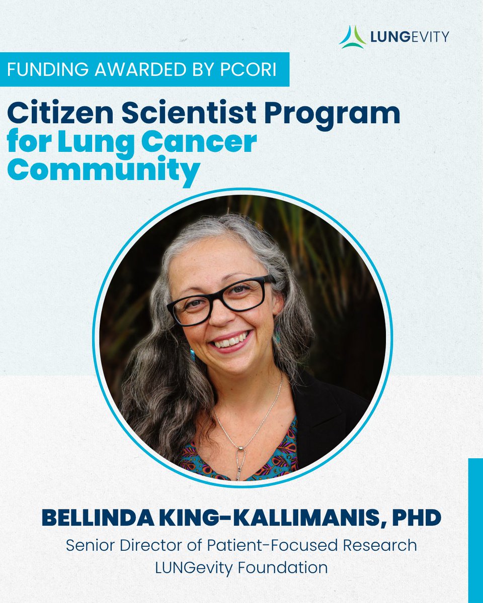 LUNGevity's tweet image. LUNGevity has been approved for a funding award through @PCORI to train a new cohort of “#CitizenScientists”—individuals affected by lung cancer who play a meaningful role in shaping future patient-centered comparative effectiveness research. brnw.ch/21wUlqi