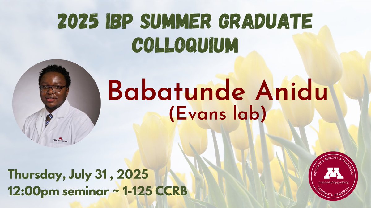 We have had so many great talks during our summer colloquium and we have more to come!  Tomorrow we will hear from <a href="/BabatundeAnidu/">Babatunde Anidu</a>  from <a href="/Evans__lab/">Evans Lab</a> "Renal Denervation: Targeting The Kidney To Reduce Salt Intake"