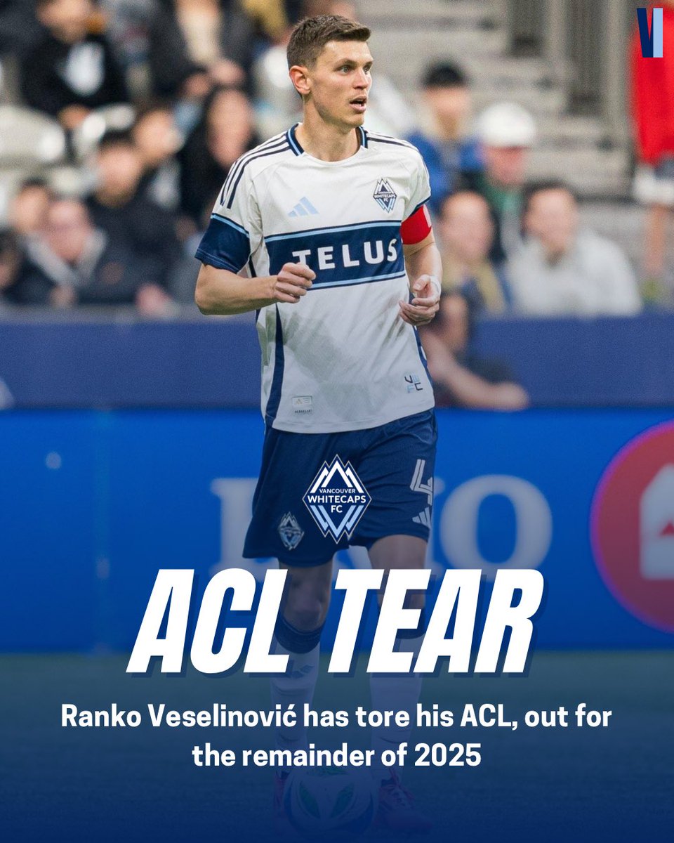 Van_Insider's tweet image. Heartbreaking stuff

Vice captain Ranko Veselinović has suffered a tore ACL injury, sustained during the club’s 1-1 draw against San Diego FC and will miss the rest of 2025 and beyond

We stand with Ranko as he begins a painful &amp;amp; difficult road in recovery 🤍💙