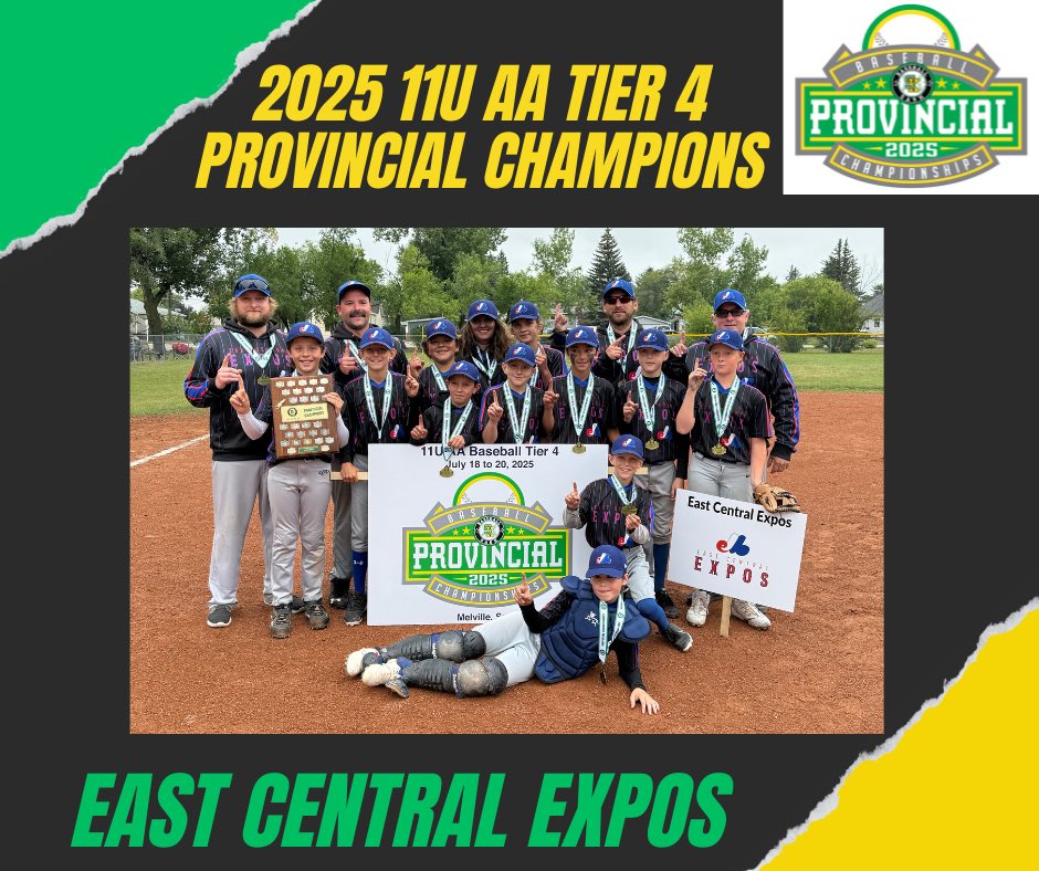BaseballSask's tweet image. Congratulations to the East Central Expos on winning the 2025 11U AA Tier 4 Provincial Championship.