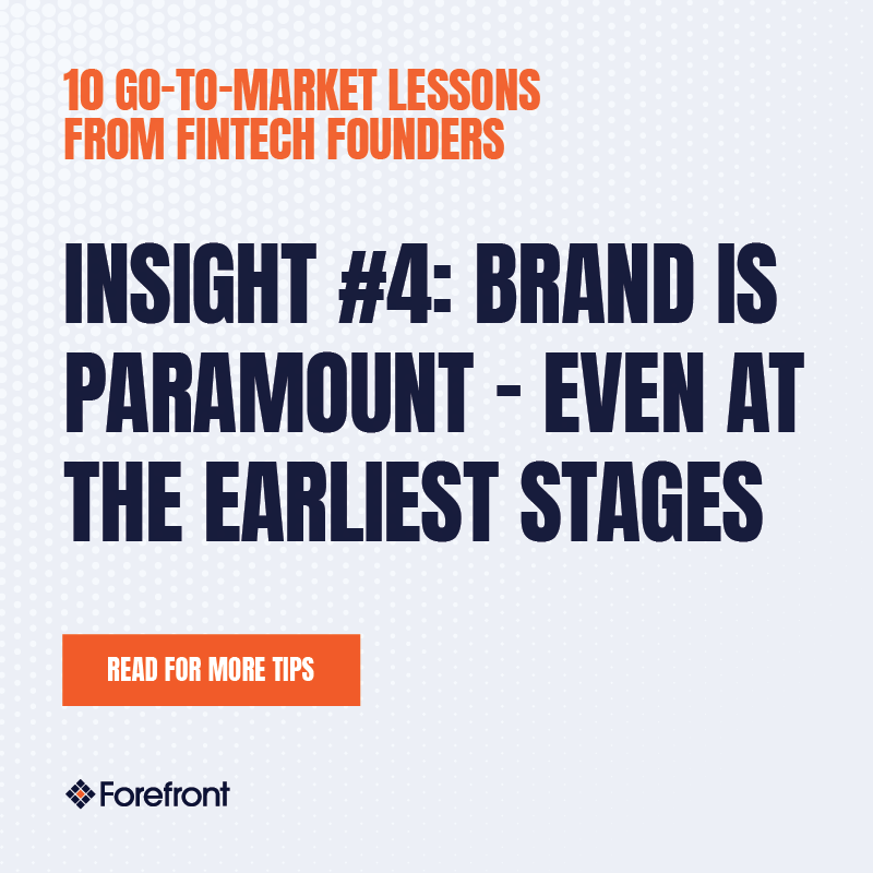 Go-to-market lesson #4 from fintech leaders: Brand matters from day one. <a href="/openyld/">OpenYield</a> CEO Jonathan Birnbaum (<a href="/jonbirn/">Jonathan Birnbaum</a>) says early investment in design, messaging and a strong website was key to earning trust in the institutional space, even before launch.

Explore more GTM lessons