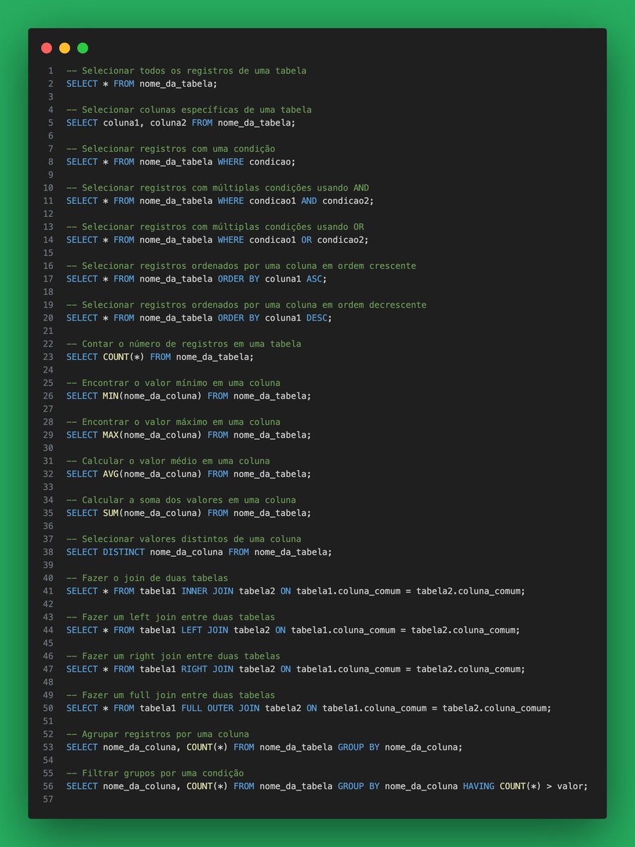 adriano_viana's tweet image. 90% do SQL que você vai usar na sua carreira está nesta imagem👇