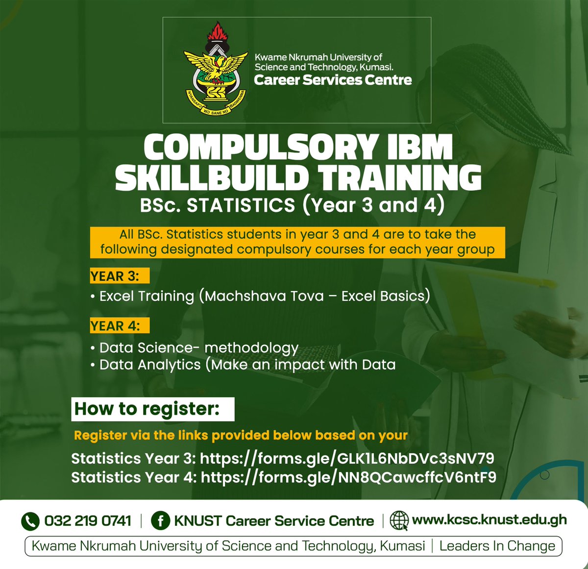 KNUSTGH's tweet image. Gain in-demand digital and professional skills spearheaded by the Career Services Centre @KCSC_Career
Don’t miss this chance to level up!