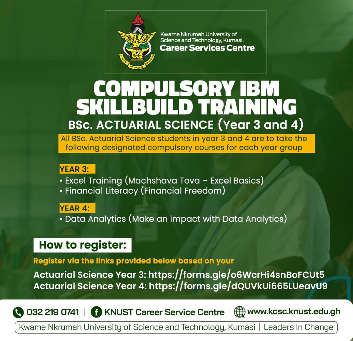 KNUSTGH's tweet image. Gain in-demand digital and professional skills spearheaded by the Career Services Centre @KCSC_Career
Don’t miss this chance to level up!
