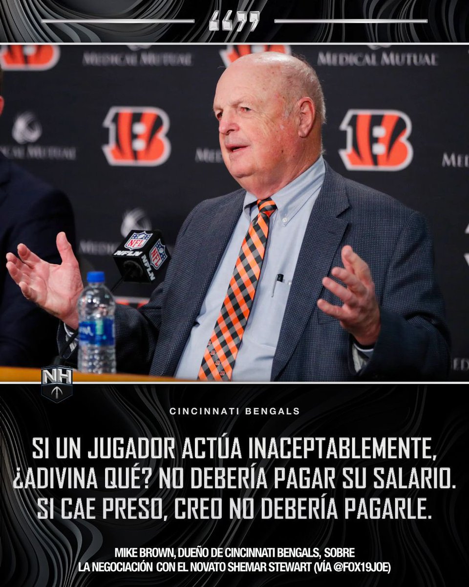 nflnohuddle's tweet image. El dueño de los Bengals fue bastante claro sobre lo que separa a la franquicia y Shemar Stewart de firmar su contrato de novato. 😳