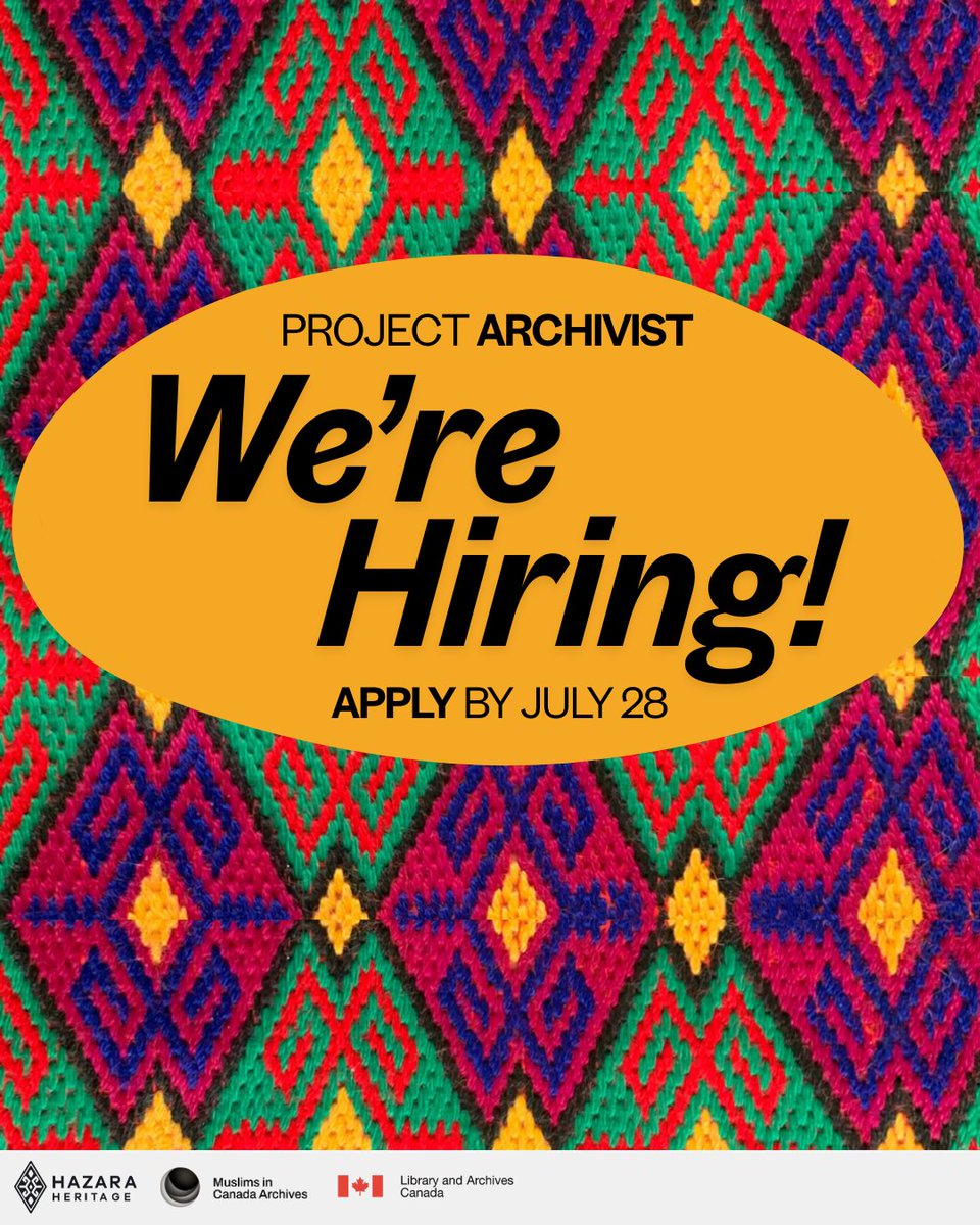 MiCArchives_CA's tweet image. We’re seeking a skilled Project Archivist to lead “Our Stories, Our Voices: Oral Histories of Hazara Canadians”, a project by Hazara Heritage with @LibraryArchives's generous support.
Learn more about qualifications and responsibilities: muslimsincanadaarchives.ca/en/posts/oral-…