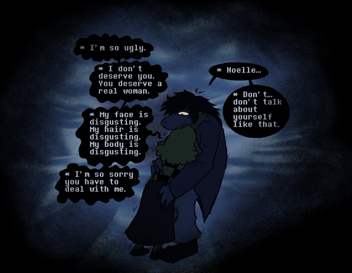 AutumnsArtTehe's tweet image. Susie trying to be comforting.
#Deltarune #Suselle