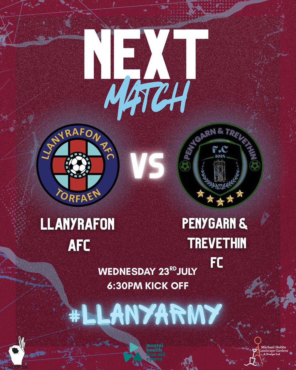 Next Up! Tomorrow the lads travel to Trevethin to play what promises to be a tough match💙❤️