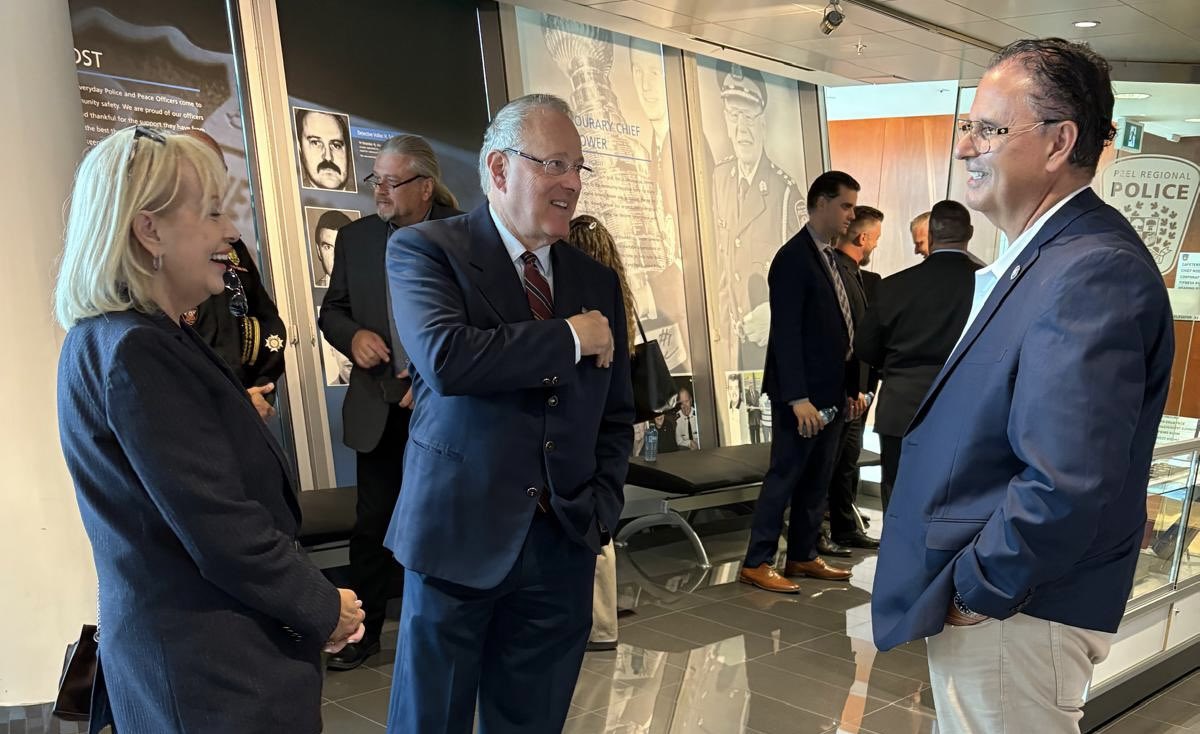 RudyCuzzetto's tweet image. Honoured to join Minister @TeamKerzner today in congratulating @DC_Milinovich, @DeputyAndrews, and the @PeelPolice on Project Night Train, which successfully shut down criminal networks responsible for brutal home invasions and robberies, in Mississauga and across the GTA.
