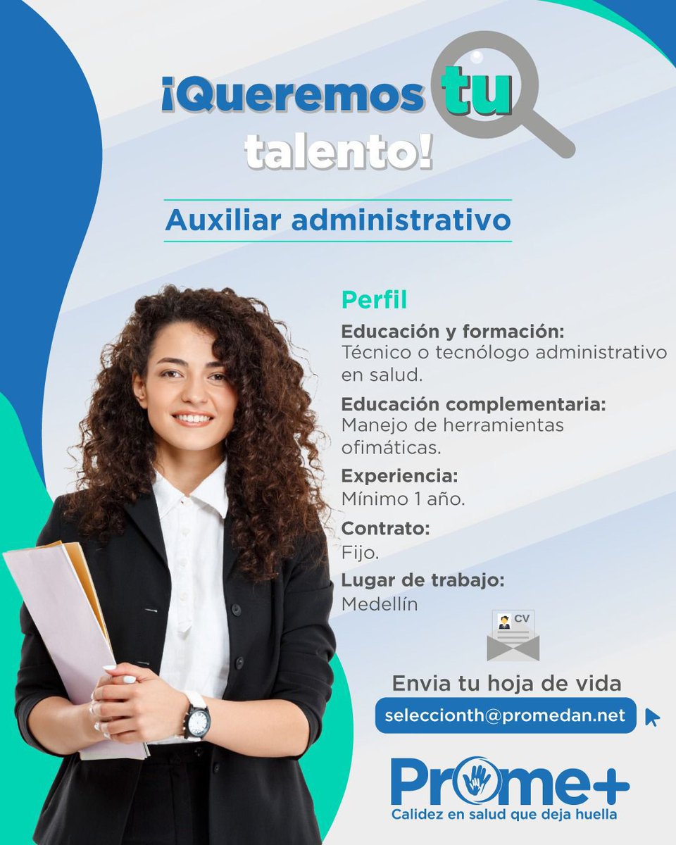📣 ¡Estamos buscando tu talento!
En Promedan queremos sumar a nuestro equipo un Auxiliar Administrativo comprometido con la atención de calidad, desde lo humano y lo profesional.

📍 Ubicación: Medellín

#Prome+ #CalidezEnSaludQueDejaHuella #TrabajaConNosotros