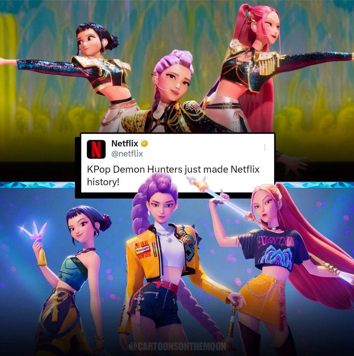 CartoonsOTMoon's tweet image. Kpop Demon Hunters es la primer película en la historia de Netflix que aumenta sus visitas a su quinta semana de estreno.
Ya no es solo la película animada más vista, está camino a ser una de las películas más exitosas de la plataforma.