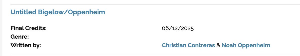 mavericksmovies's tweet image. Actor Christian Contreras, who had a small role in Zero Dark Thirty has received a writing credit from the WGA alongside Noah Oppenheim on Kathryn Bigelow's upcoming House of Dynamite
