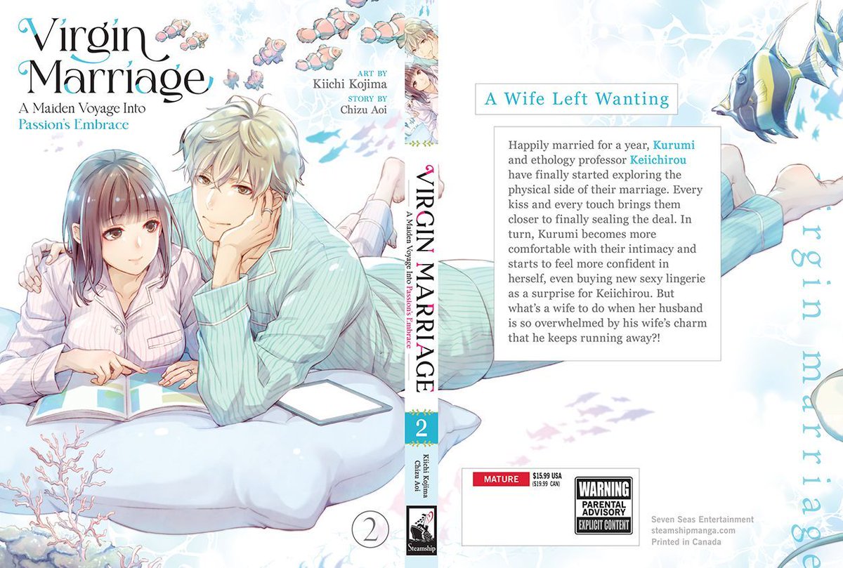 gomanga's tweet image. VIRGIN MARRIAGE: A MAIDEN VOYAGE INTO PASSION’S EMBRACE Vol. 2 (For Mature readers, Steamship imprint)
A spicy manga about a newlywed couple—from the author of LOVED BY TWO FIANCÉS, also from Seven Seas!
Out today in print/digital! See RETAILERS section:
sevenseasentertainment.com/books/virgin-m…