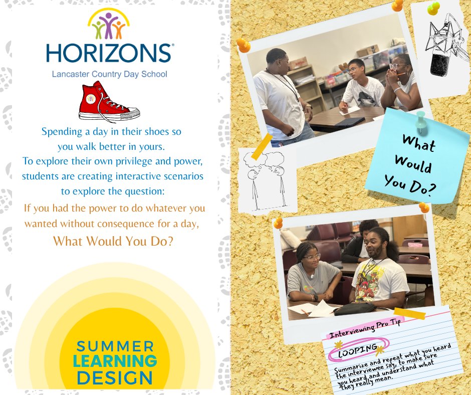 summerlearning's tweet image. As part of the 2025 Summer Learning Design Pilot, @HorizonsLCDS students are exploring privilege and power by asking: What would you do if you had unlimited power for a day, without consequences? They're turning their insights into interactive stories and a culminating podcast.