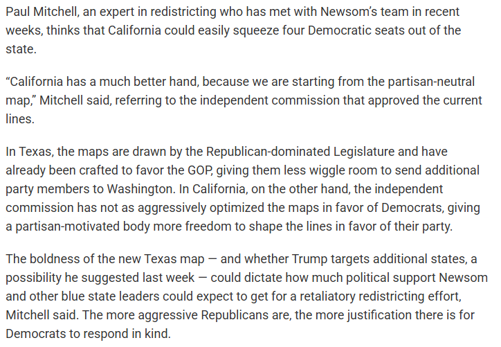 udrawthelines's tweet image. The most important article on CA redistricting today comes out of Texas: keranews.org/politics/2025-…