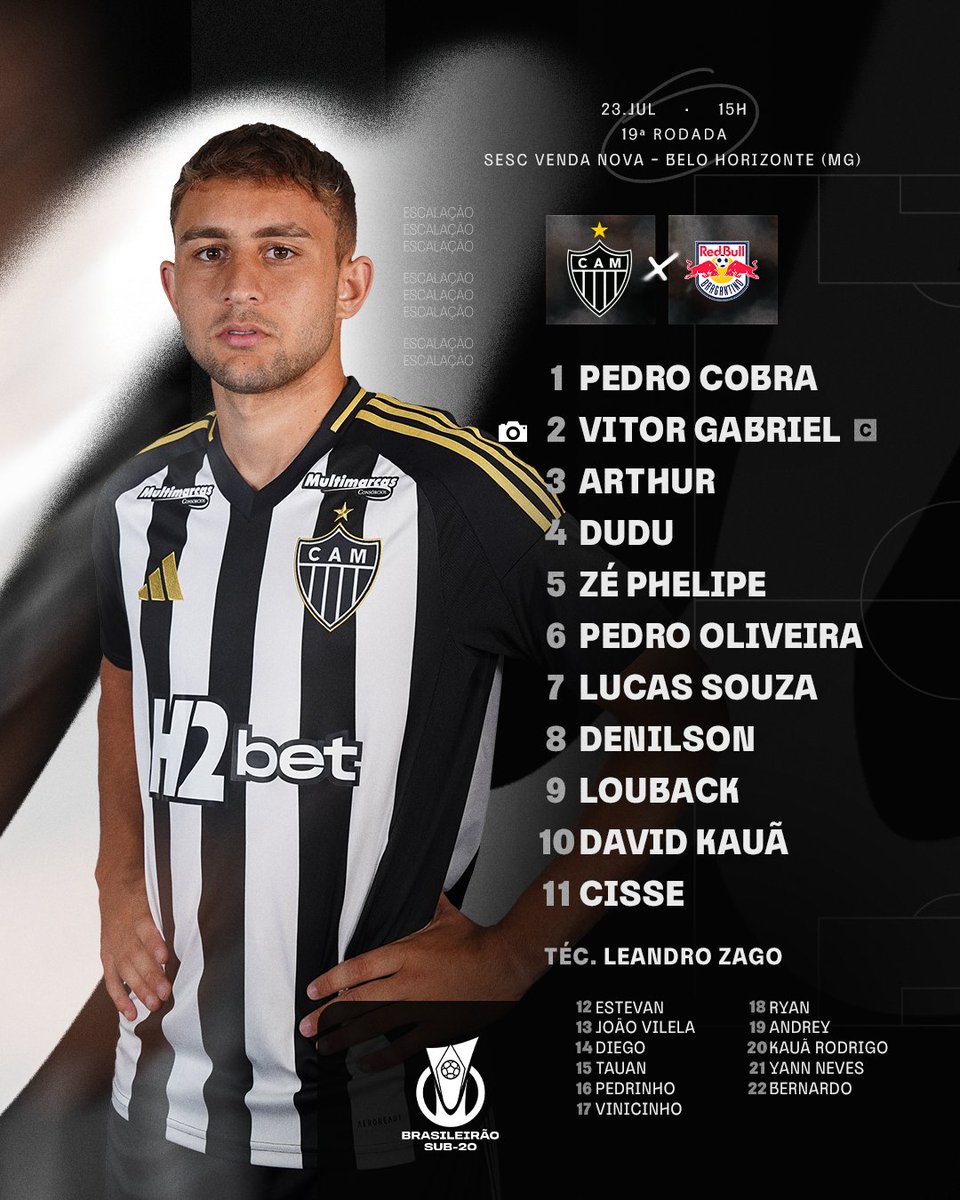 GaloNaBase's tweet image. 💪🐔 O #Galinho está definido para enfrentar o Red Bull Bragantino!
Confira!
#CriasDoGalo #CampeonatoBrasileiroSub20 #CAMxRBB 🏴🏳️