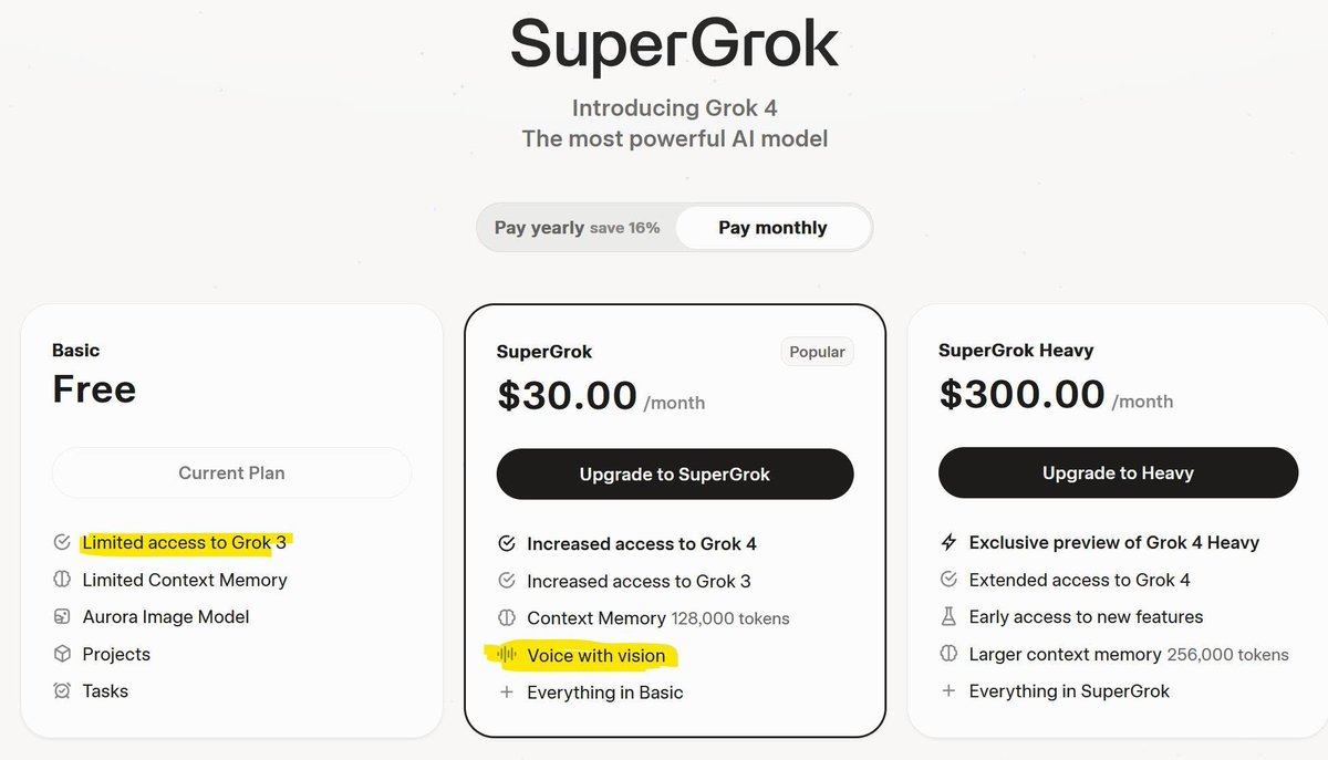 Hmm, voice and grok4 is only "free" if you pay Elon $30/mth when I just tried it