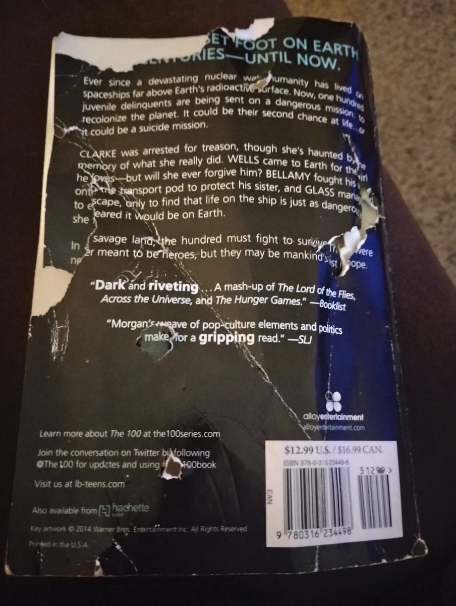 YazzelOhio's tweet photo. @kassmorganbooks My dog got a hold of my autograph The 100 book, what's the chances I could get another one 😭😭 I'm willing to pay! https://t.co/EkjzTlGfxh
