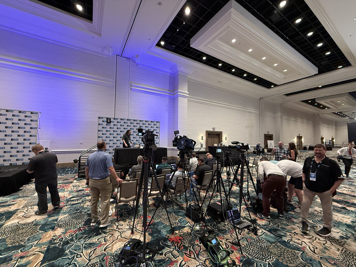ChaseMatteson's tweet image. About to hear from Matt Rhule again with local media.
It’s hard to miss the Nebraska Coverage, #Huskers have many cameras following them today. 🎥🏈