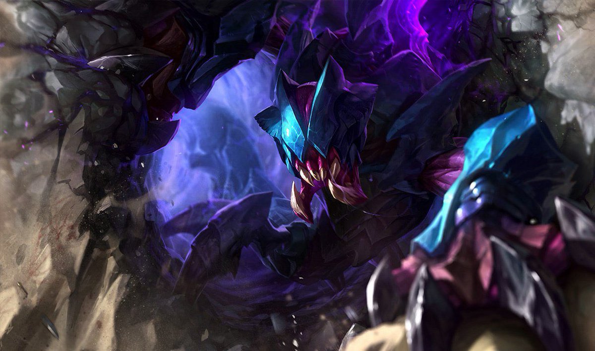 Spideraxe30's tweet image. Continued Rek'Sai changes:
- Unburrowed E bonus AD ratio increased from 56% to 64%
- E cooldown reduced from 7 seconds to 6