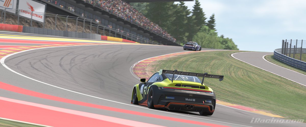NXT GP iRacing | Porsche Super Cup | Spa

Q: P12
R1: P8
R2: P7

That was fun. Tricky conditions in Race 2. It was my second wet race on iRacing. Was struggling and had a really bad start. Found some pace during the race but need to improve in these conditions.
Really enjoyed it
