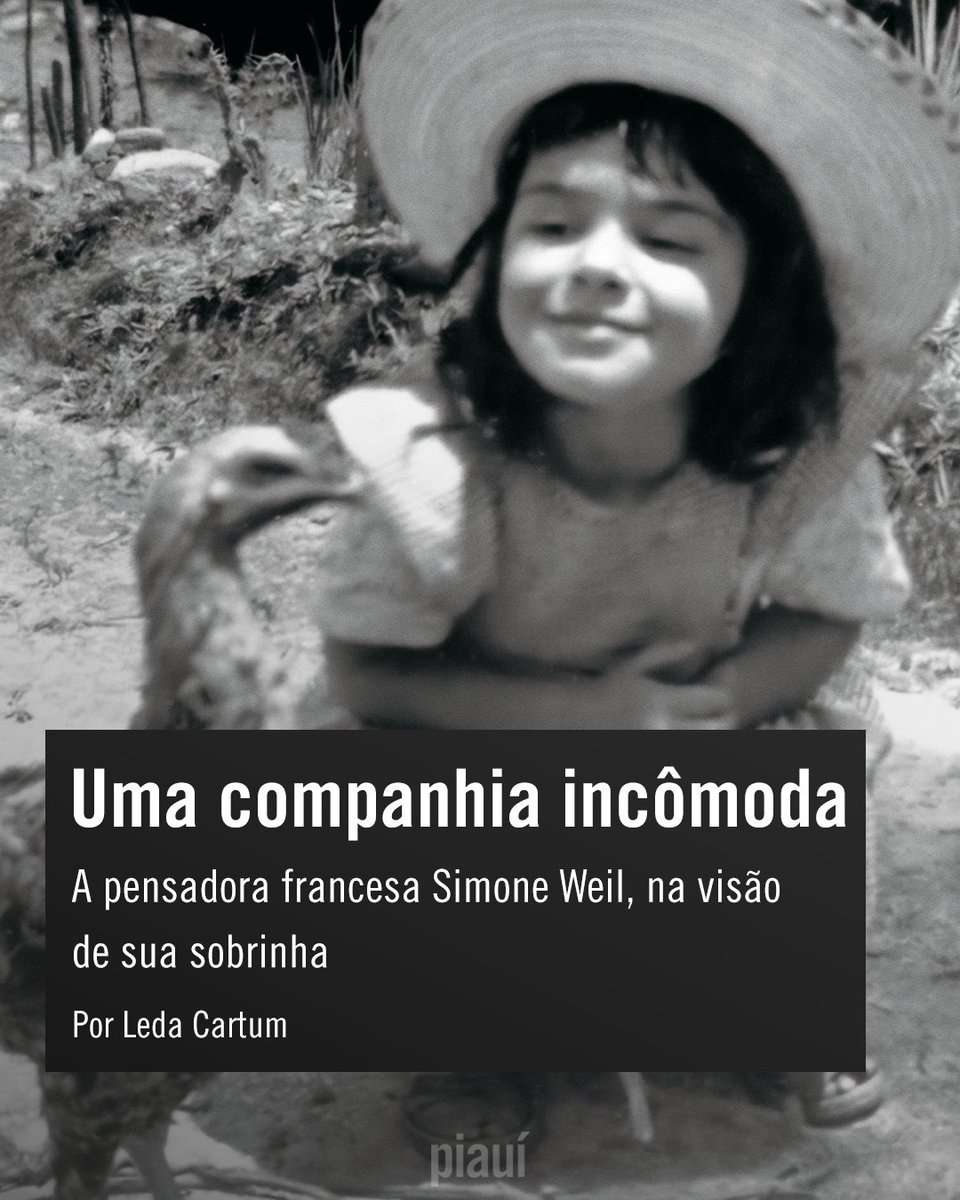 revistapiaui's tweet image. “Vida e pensamento raramente têm uma correspondência tão íntima como na história de Simone Weil”, observa a escritora Leda Cartum, tradutora e prefaciadora da nova edição de ‘O peso e a graça’, na piauí de julho. Leia: piaui.co/4ktFILo