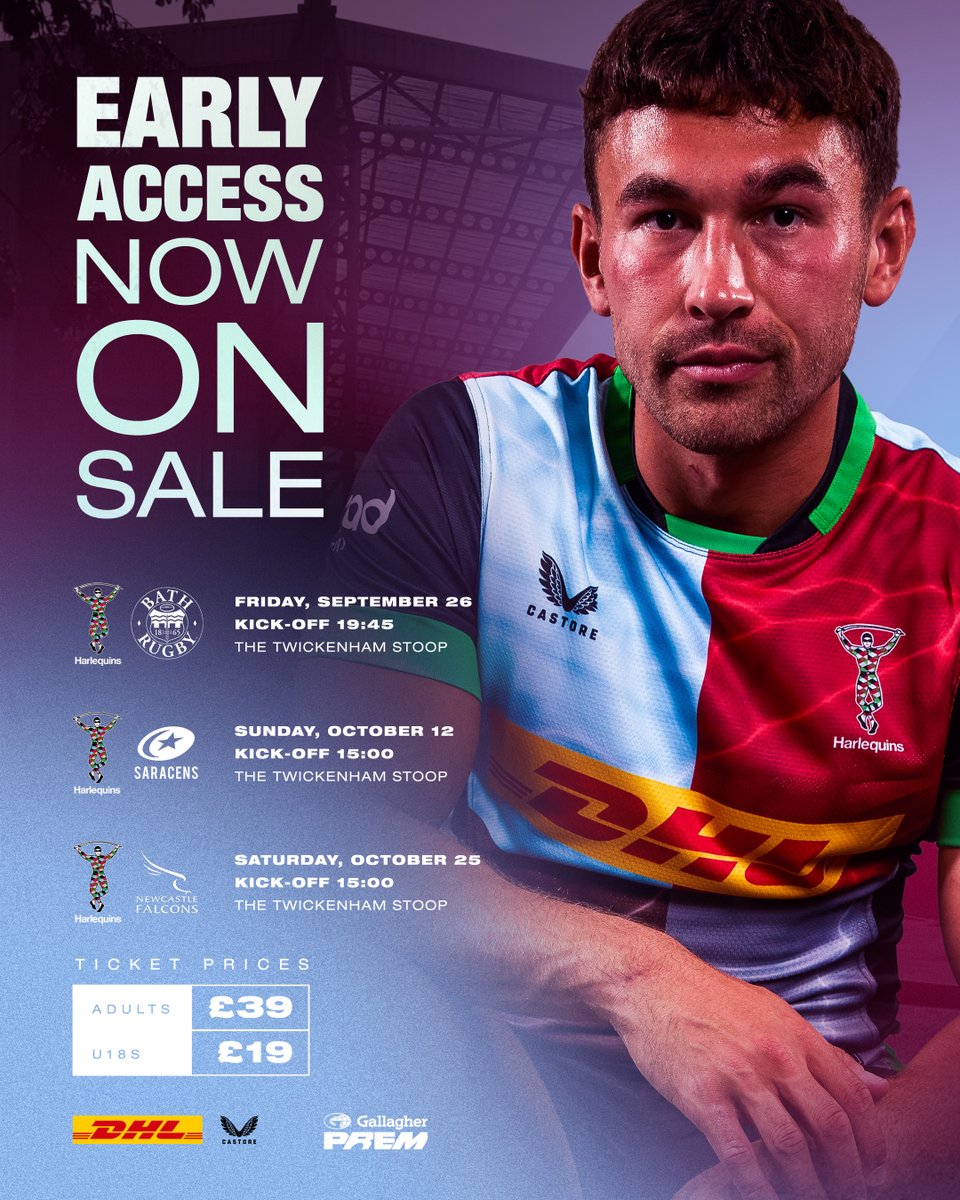 Harlequins 🃏 (@harlequins) on Twitter photo 🤩 Our first three <a href="/premrugby/">PREM Rugby</a> fixtures are now on sale via Early Access!
💺 Beat the queues and secure your seat before tickets go on general sale with our Early Access Pass ⤵️
📲 eticketing.co.uk/harlequins/Mem…
#COYQ 🤩 Our first three <a href="/premrugby/">PREM Rugby</a> fixtures are now on sale via Early Access!
💺 Beat the queues and secure your seat before tickets go on general sale with our Early Access Pass ⤵️
📲 eticketing.co.uk/harlequins/Mem…
#COYQ