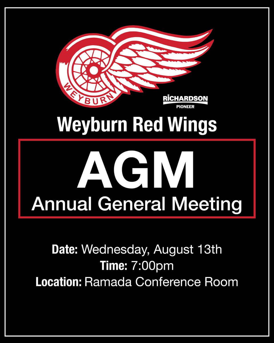 weyburnredwings's tweet image. 💥 August is just around the corner! We invite all our valued supporters, volunteers, and community members to join us for this important event.
⏰ Wednesday, August 13th - 7:00PM
📍Ramada Hotel
Please note while the general public is welcome to attend the AGM, only Weyburn Red…