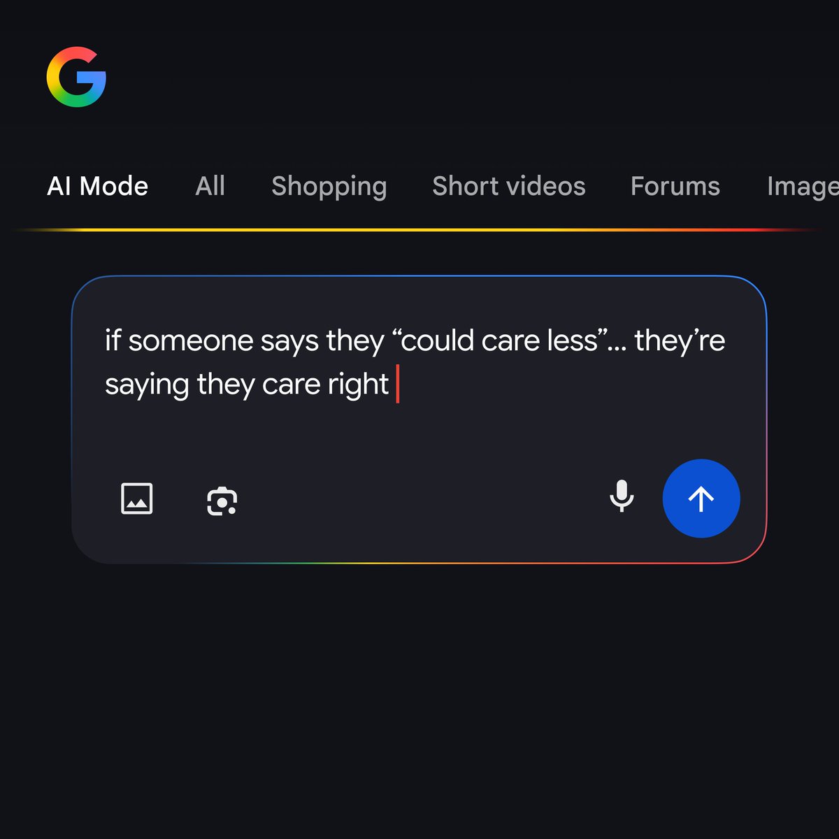 Google's tweet image. Home in or hone in? Moot point or mute point? For tricky turns of phrase, try AI Mode in Search