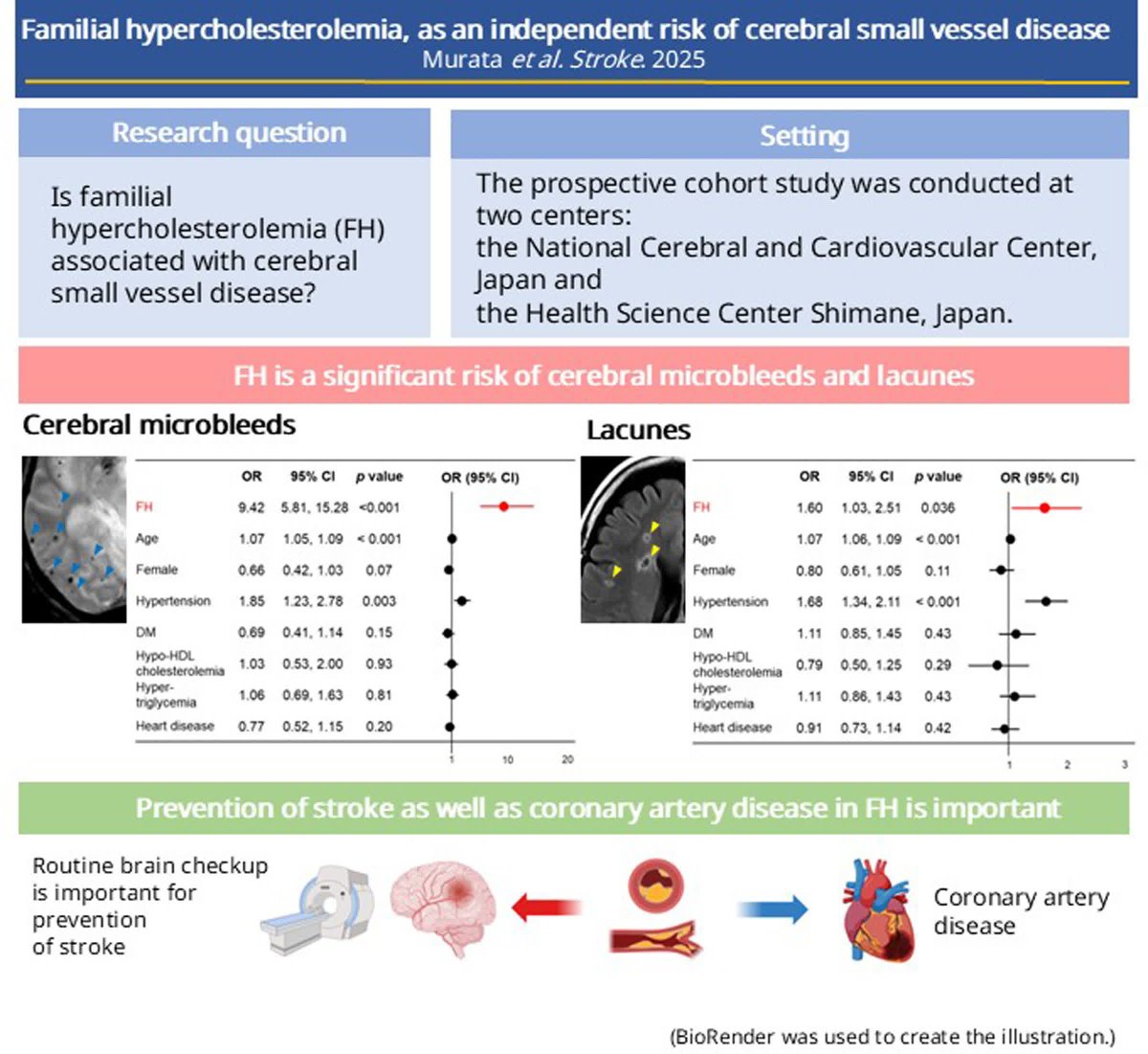 StrokeAHA_ASA's tweet image. #STROKE: Patients with familial hypercholesterolemia (FH) had more lacunes and microbleeds on brain MRI vs. controls. Routine brain imaging may help prevent symptomatic stroke in FH patients. @NCVC_official @UOsaka_en @UOsaka_ja #AHAJournals ahajrnls.org/4m7mj4i
